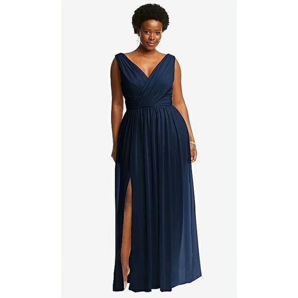 Dessy Collection Vivian Diamond Collection Chiffon Gown Style 2894 Size 18R Navy - Picture 1 of 11
